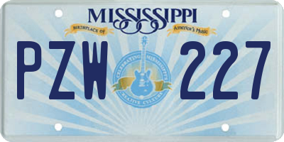 MS license plate PZW227