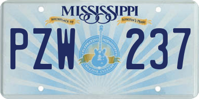 MS license plate PZW237