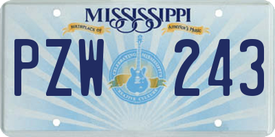 MS license plate PZW243