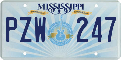 MS license plate PZW247
