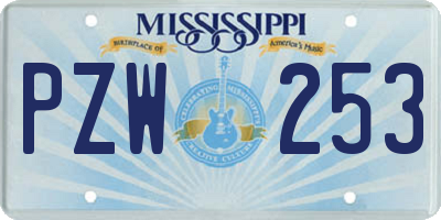 MS license plate PZW253