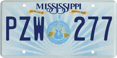 MS license plate PZW277