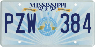 MS license plate PZW384