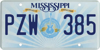 MS license plate PZW385