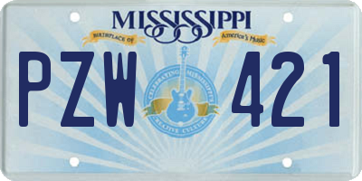 MS license plate PZW421