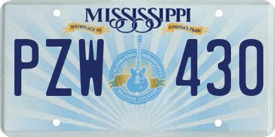 MS license plate PZW430