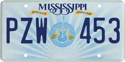 MS license plate PZW453