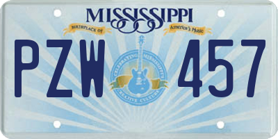 MS license plate PZW457