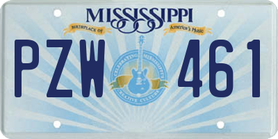 MS license plate PZW461