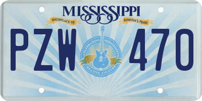 MS license plate PZW470