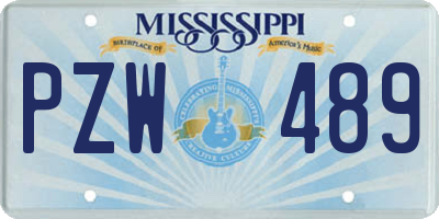 MS license plate PZW489