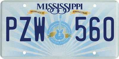 MS license plate PZW560