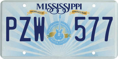 MS license plate PZW577