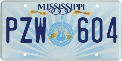 MS license plate PZW604