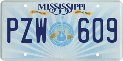MS license plate PZW609