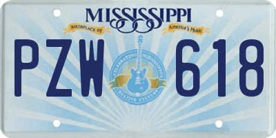MS license plate PZW618