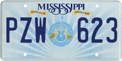 MS license plate PZW623