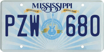 MS license plate PZW680