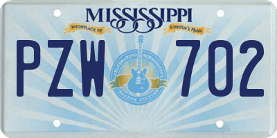 MS license plate PZW702