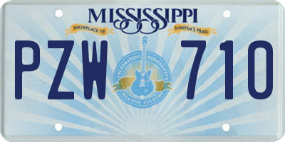 MS license plate PZW710