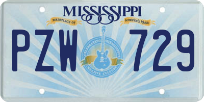 MS license plate PZW729