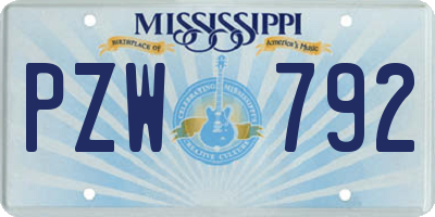 MS license plate PZW792