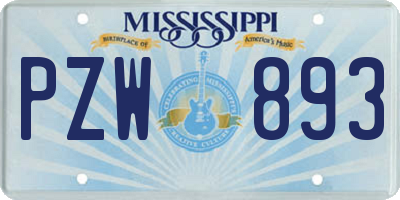 MS license plate PZW893