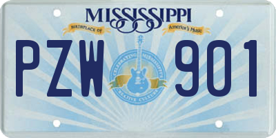 MS license plate PZW901