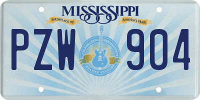 MS license plate PZW904
