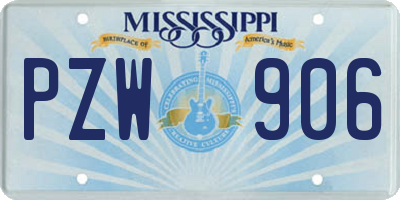 MS license plate PZW906
