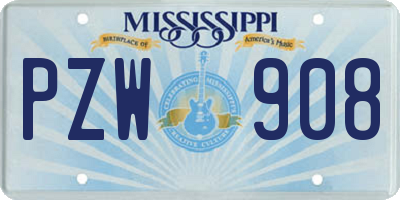 MS license plate PZW908