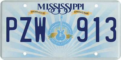 MS license plate PZW913