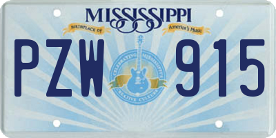 MS license plate PZW915