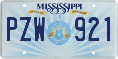 MS license plate PZW921
