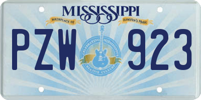 MS license plate PZW923