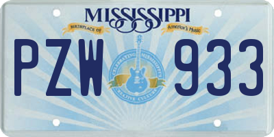 MS license plate PZW933