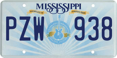 MS license plate PZW938