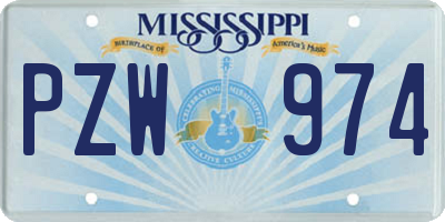 MS license plate PZW974