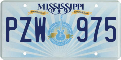 MS license plate PZW975