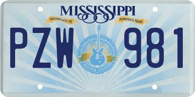 MS license plate PZW981