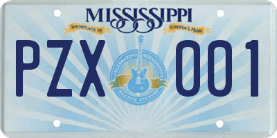 MS license plate PZX001