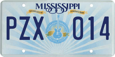 MS license plate PZX014