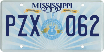 MS license plate PZX062