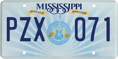 MS license plate PZX071