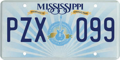 MS license plate PZX099