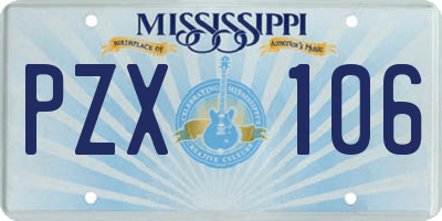 MS license plate PZX106