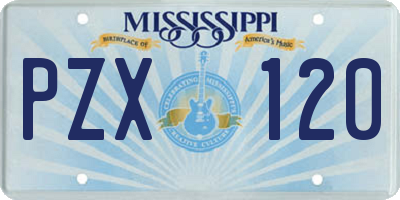 MS license plate PZX120