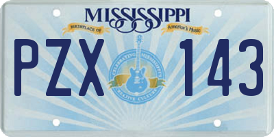 MS license plate PZX143