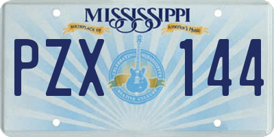 MS license plate PZX144
