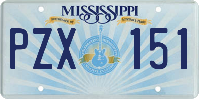 MS license plate PZX151